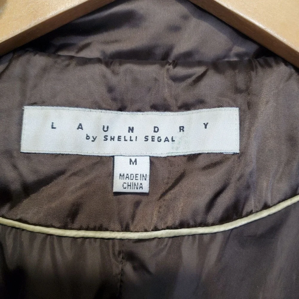 Laundry By‎ Shelli Segal Down Feather Puffer Jacket Womens Medium Brown Belted